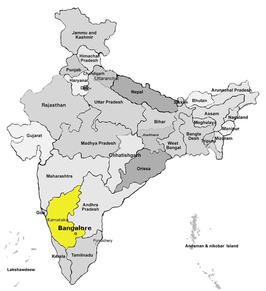 karte Bangalore indijā
