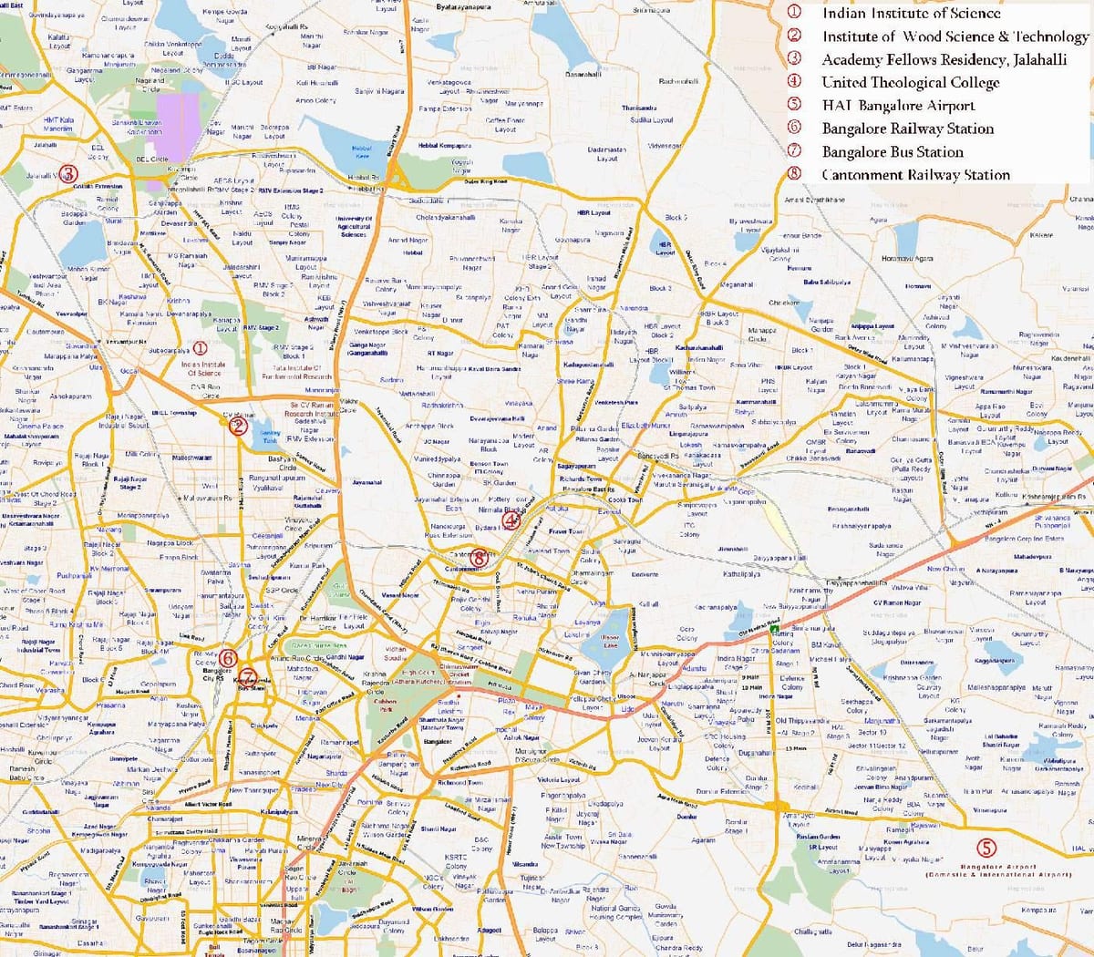maršruta karte Bangalore