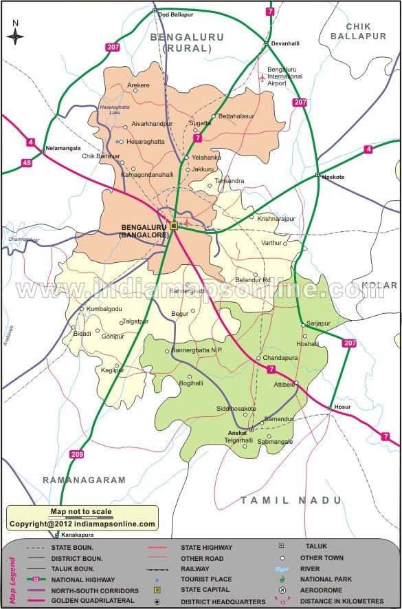 karte Bangalore ziemeļu