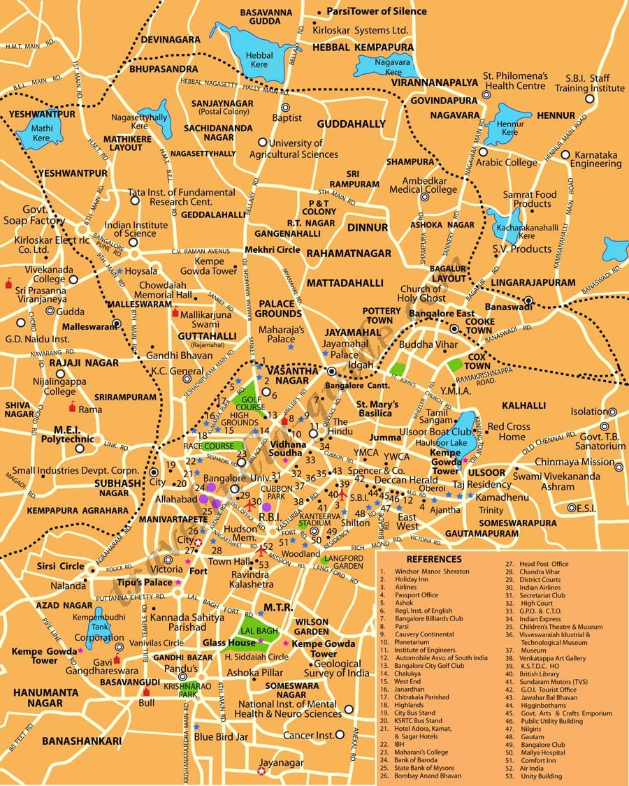 Banglore tūristu vietas karti