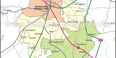 Bangalore pilsētas rajonu kartē